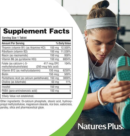 Natures Plus Mega B-150 Complex - 90 Sustained Release Vegetarian Tablets - Maximum Potency B Complex Vitamin Supplement -Gluten Free - 90 Servings