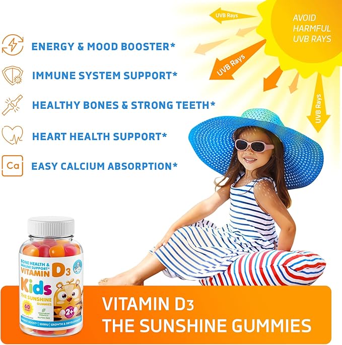 DR. MORITZ Vitamin D Gummies for Kids and Adults (2000 IU) - Chewable Kids Vitamin D Supplement for Immune Support - Vegetarian and Gelatin-Free, 2 Pack (120 Count)