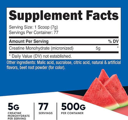 Nutricost Creatine Monohydrate Powder (Watermelon, 500 Gram) - Micronized Creatine Supplement - Vegan, Non-GMO, Gluten Free