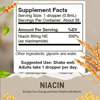 HoneyCombs Vitamin B3-Niacin 80mg Niacin Equivalent Drops – Vitamin B Liquid Niacin Drops – Alcohol-Free, Non-GMO Niacin Supplement 1oz