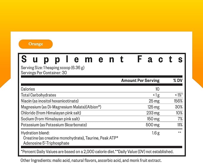 Seeking Health Optimal Electrolyte Powder, Orange Flavor, Healthy Energy and Endurance Support, Promotes Hydration and Healthy Muscles, Vegan and Vegetarian (30 Servings)*
