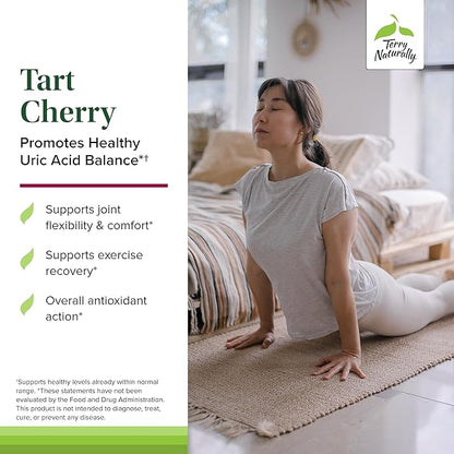 Terry Naturally Tart Cherry - Antioxidant Supplement to Support Healthy Uric Acid Balance & Joint Health - Nutritional Supplement - Dietary Supplement to Aid Recovery After Exercise - 120 Capsules