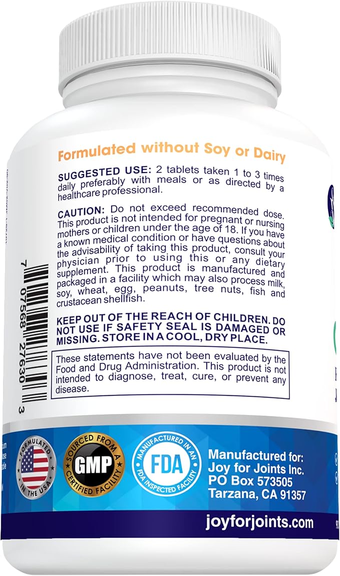 Glucosamine Chondroitin Advanced Joint Support Tripple Strength Joint Supplement for Men and Women, Made in USA, 90 Vegetable Tablets