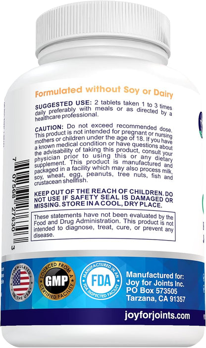 Glucosamine Chondroitin Advanced Joint Support Tripple Strength Joint Supplement for Men and Women, Made in USA, 90 Vegetable Tablets