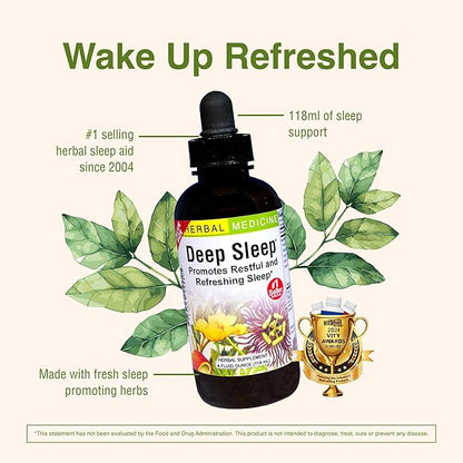 Herbs Etc. Deep Sleep Classic Liquid Extract - Herbal Supplement for Natural & Gentle Sleep Support - Restful Sleep Supplement with Passionflower, Chamomile & Lemon Balm - 4 fl oz (157 Servings)