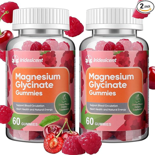 Magnesium Glycinate Gummies 400mg, Sugar Free Magnesium Supplement w/Ashwagandha, Zinc, Vegan Magnesium Glycinate Supplement for Adults - 120 Cherry Gummies