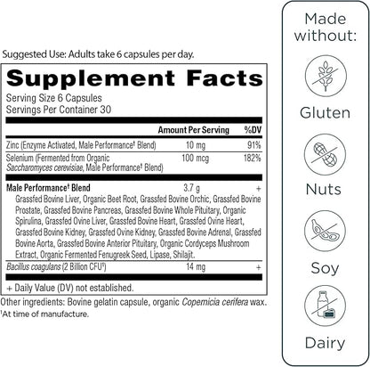 Ancient Nutrition Organ Supplements for Men, Grass-Fed and Wild Organ Complex Capsules, Liver, Prostate, Pancreas Supports Male Performance, Healthy Aging, 180 Ct