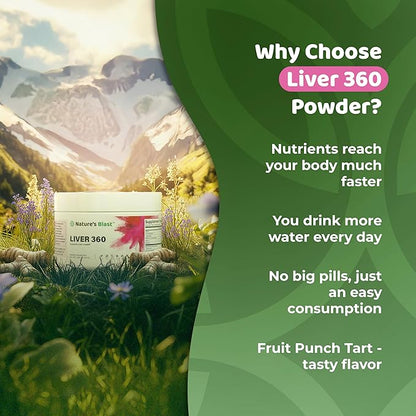 Liver 360 - Fruit Punch Flavored Liver Powder Supplement with Artichoke Extract, Turmeric, and Milk Thistle, Liver Cleanse Detox & Repair Formula, 1 Bottle