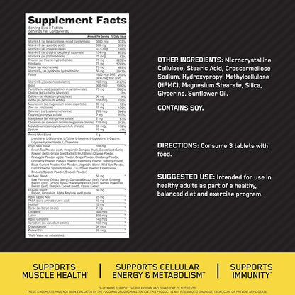 Optimum Nutrition Opti-Men Daily Multivitamin for Men, Immune Support Supplement with Amino Acids, 80 Day Supply, 240 Count, (Packaging May Vary)