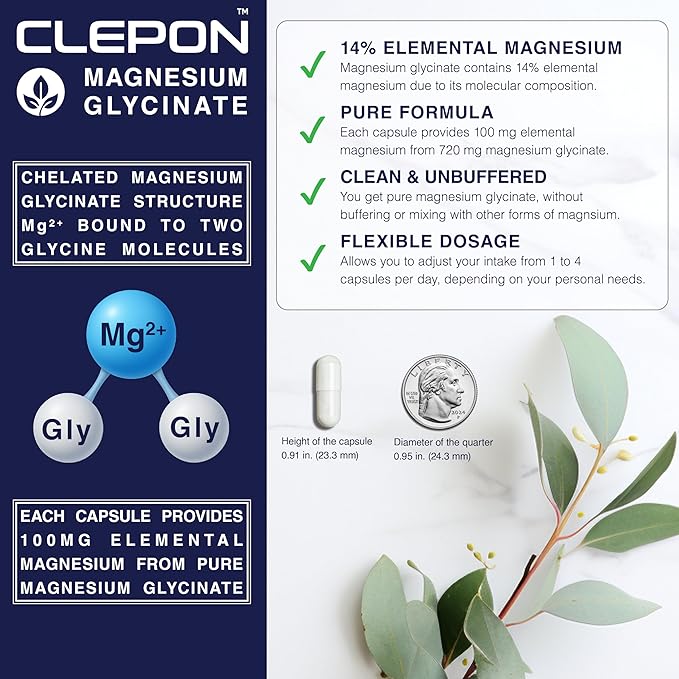 Magnesium Glycinate - Chelated, Highly Absorbable & Gentle on Stomach - Supplement for Heart & Bone Health, Restful Sleep, Stress Relief, Muscles & Nerves - Gluten-Free, Non-GMO, Vegan (180 Capsules)