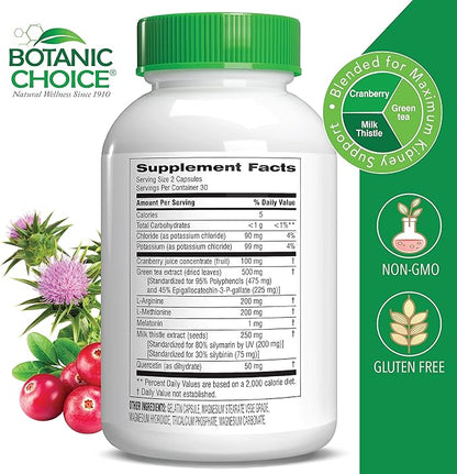 Botanic Choice Ultra Kidney Complex - Optimal Kidney Support with Milk Thistle, Green Tea & More- 60 Capsules