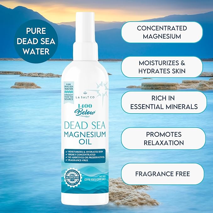 Pure Magnesium Oil Spray, Imported from The Dead Sea, 32 Oz Refill Bottle, Pure Magnesium Chloride, Topical Use for Skin Application