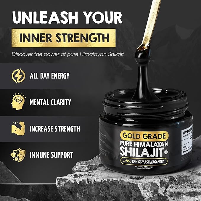 Pure Himalayan Shilajit Resin - Over 85% Fulvic Acid & Large Jar w/ 125 Servings - Probably The Purest Shilajit on The Market - US Lab Tested for Authentic Himalayan (Large Jar, Gold-Grade Shilajit)