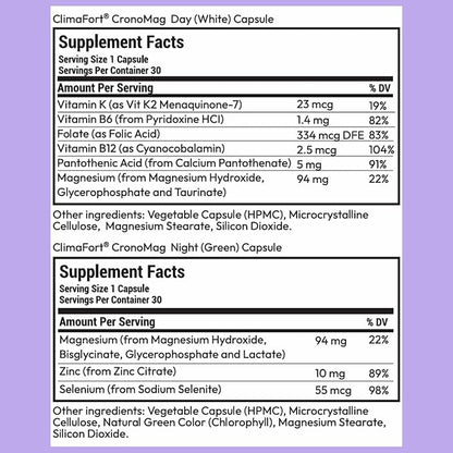 CronoMag | Magnesium for Women in Menopause | 5 Salts Bisglycinate + Glycerophosphate | B12 | Energy Supplement | 1 Month Supply