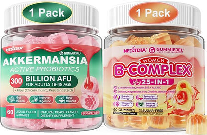 Bundle: Akkermansia Probiotics Gummies & Methylated B Complex Vitamin Gummies for Women