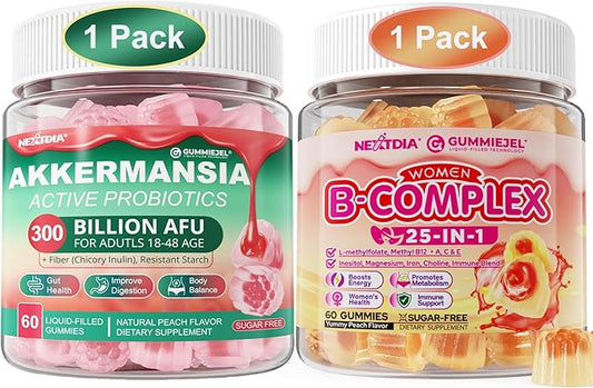 Bundle: Akkermansia Probiotics Gummies & Methylated B Complex Vitamin Gummies for Women