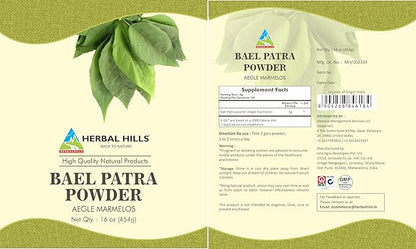 HERBAL HILLS Bael Patra Powder Bael Leaf Bilva Powder Aegle Marmelos 16 Oz, Pack of 1