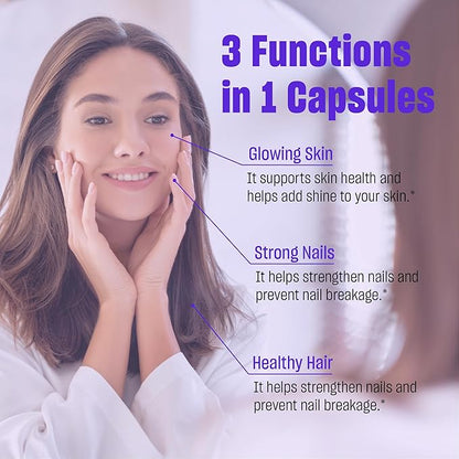 Biotin with Zinc & Keratin | 2500 mcg, Hair Growth Support Pills for Women & Men | Dietary Supplement for Hair, Skin & Nail | Vegan | Non-GMO | 60 Tablets