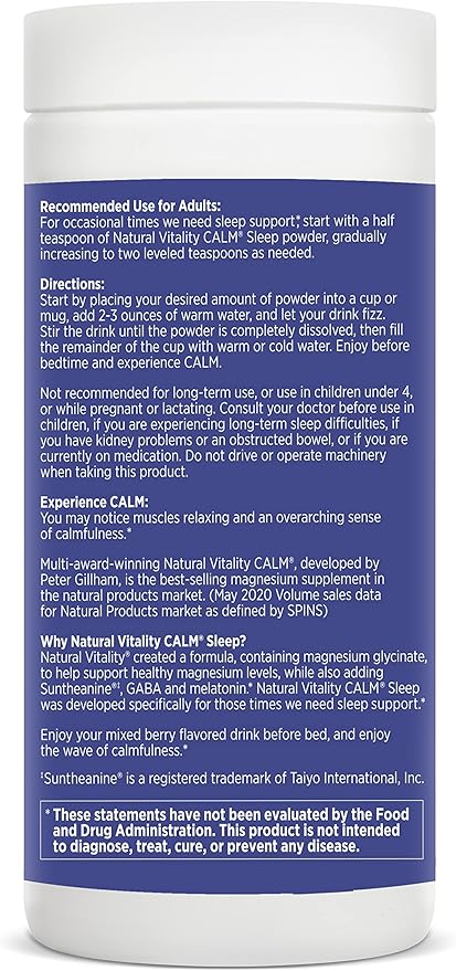 Natural Vitality Natural Calm Specifics CALMFUL SLEEP (Mixed Berry Flavor) 6 ounces