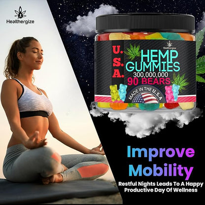 Hemp Gummies for Sleep Gummies Calm Bears, Discomfort, Skin-Peace and Relaxation, Fruity Flavors, Natural Hemp Oil Gummy Bears Edibles-Made in USA-90 Bears