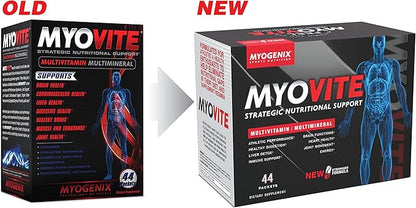 Myogenix Myovite Multivitamins for Athletes - High Performance Vitamins for Men and Women Athletes, Daily Vitamins for Optimum Nutrition, Muscle Function, and General Health, 44 Packets per Box
