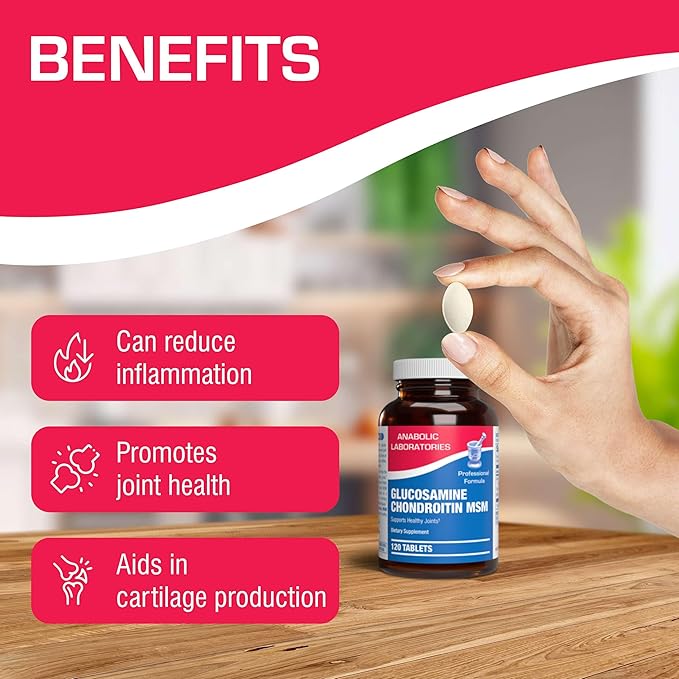 Anabolic Laboratories Glucosamine Chondroitin MSM Joint Support Supplement for Men and Women, 120 Tablets - Joint Tissue and Cartilage Health - Glucosamine Complex with Chondroitin and OptiMSM