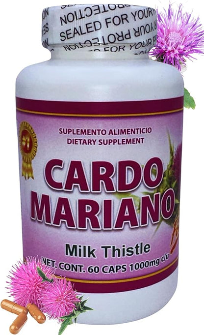 Cardo Mariano 60 caps 1000 mg c/u (Milk Thistle) - Herbal Dietary Supplement | Extra Forte