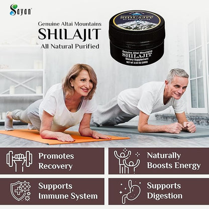 Sayan Pure Shilajit Resin 3.5oz/100g, 660 Servings - Potent Organic Fulvic Acid Supplement - Supports Immune System, Memory, Focus, and Provides Natural Energy, Detox - Vegan, Non-GMO