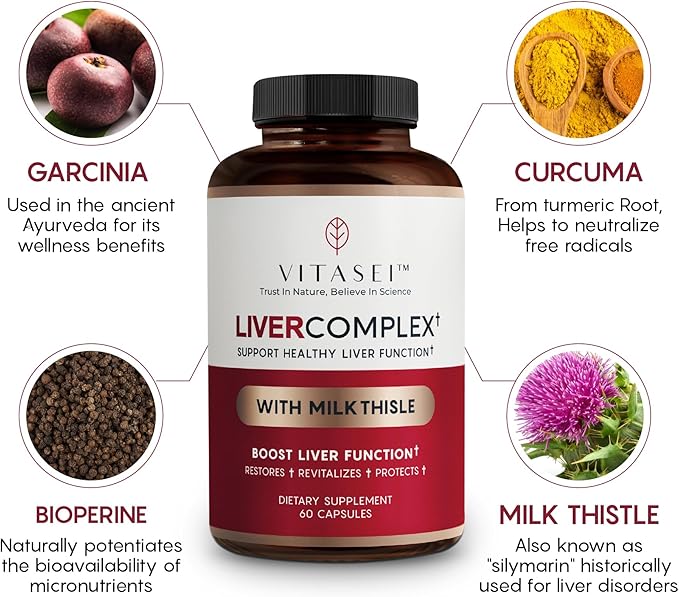 Liver Cleanse Detox & Repair, Liver Complex W/Milk Thistle Extract, Garcinia, Curcumin C3, Support Herbal Dietary Supplement, Detox Formul for Women & Men, 60 Capsules