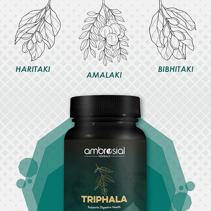AMBROSIAL Triphala 500 Mg Organic Triphala Capsules Pack of 2-120 Capsules