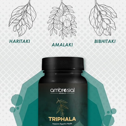 AMBROSIAL Triphala 500 Mg Organic Triphala Capsules Pack of 2-120 Capsules