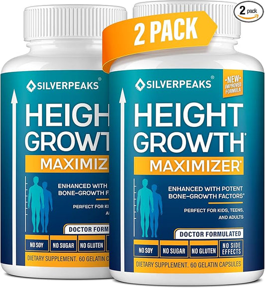Growth Capsules to Grow Taller - Height Growth Maximizer with Calcium for Bone Strength - Made in USA - Natural Get Taller Supplement to Increase Bone Growth - Pack of 2