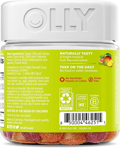 OLLY Multi + Probiotic Adult Multivitamin Gummy, 1 Billion CFUs, Digestive and Immune Support Chewable Supplement, Tropical Twist, 35 Day Supply - 70 Count