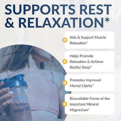 EquiLife - Full Spectrum Magnesium Supplement, Magnesium Glycinate, May Help Boost Mood & Energy, Promotes Restfulness & Focus, Formulated for Maximum Absorption, Gluten-Free, Vegan (180 Capsules)