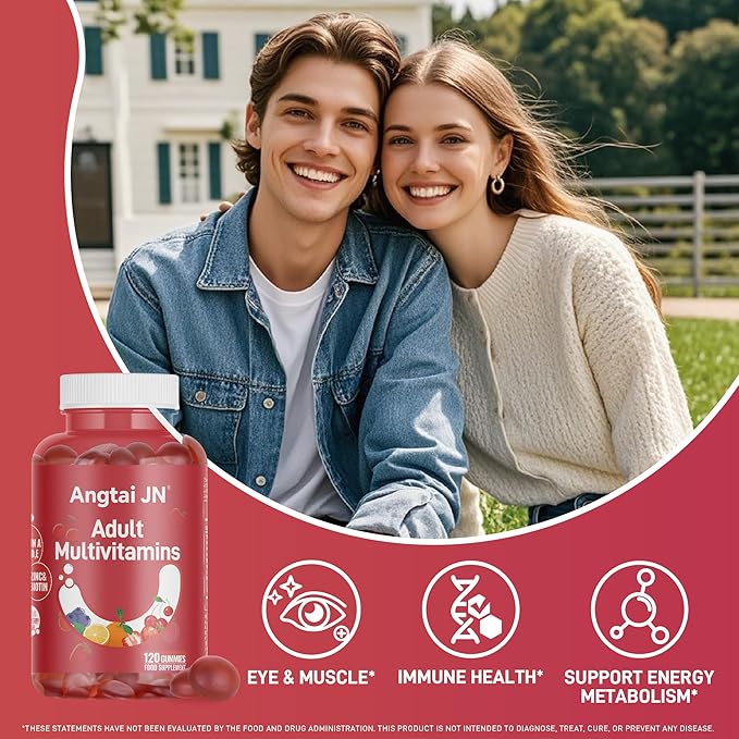 Multivitamin Gummies for Women & Men - 13 Vitamins & Minerals (A, C, D, E, Biotin, Folic Acid, Zinc), Vegan Friendly, Support Immune Health, Mixed Berry Flavor, 120 MultiVites Gummies, 60 Day Supply