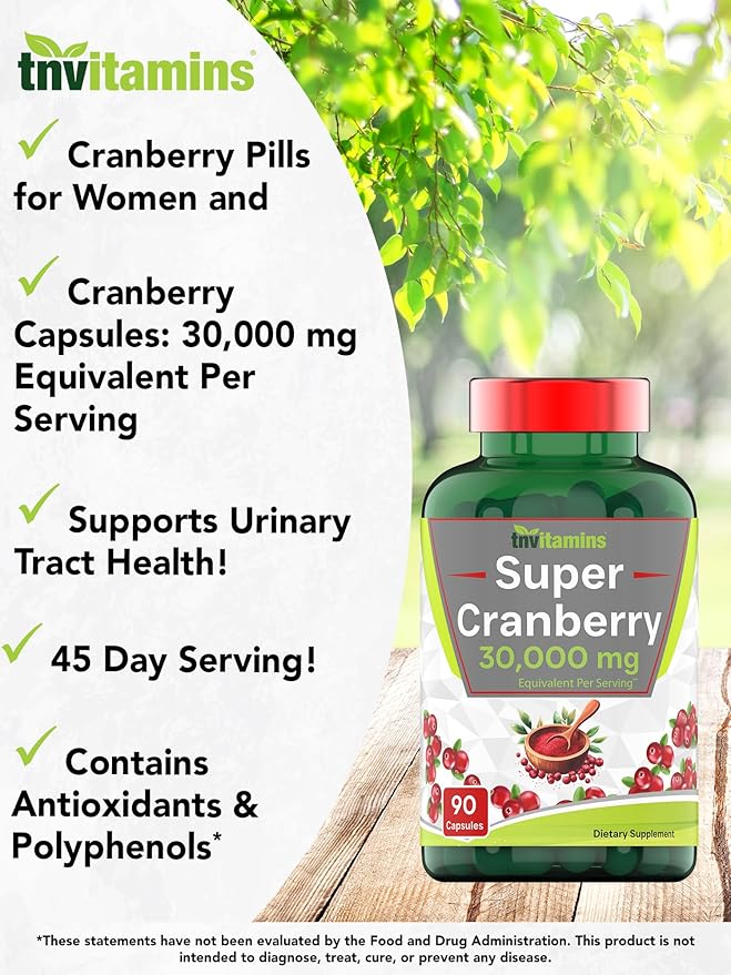 Cranberry Pills for Women & Men (30,000 MG - 90 Capsules) | Supports Urinary Tract Health* | Cranberry Concentrate Supplement | Bladder & Kidney Support* | Supports Women's Health* | Antioxidants
