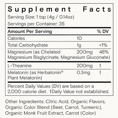 Moon Juice - Sleepy Magnesi-Om, Cherry - Jar (35 Servings) - Sleep Support Aid - Plant Based Melatonin, Magnesium & L-Theanine - 3rd Party Tested - 100% Traceable - Glass Jar - Vegan, Non GMO - 4.2oz