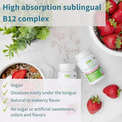 Vegan Omega-3 + Super B12-Complex 1000mcg Vegan Bundle, Sustainable EPA & DHA Algae Oil 1340mg + High Absorption Sublingual Vitamin B12 With Methylcobalamin, Adenosylcobalamin & Hydroxocobalamin, by I
