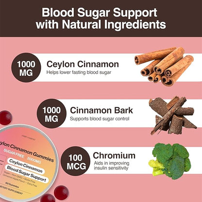 Ceylon Cinnamon Gummies - 2000mg Cinnamon Complex Chromium in Plastic Free Tins - Gluten Free Vegan