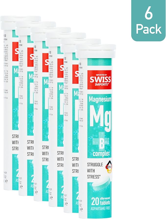 Effervescent Magnesium + B Complex Dietary Supplement, 6-Pack, 120 Tablets