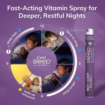 Sleep Fast & Longer - Vitamin Spray Can I Sleep Natural Sleep Aid with Melatonin, GABA, & 5-HTP - Nighttime Liquid Melatonin Spray - Advanced Multivitamin for Adults by Can-i Wellness