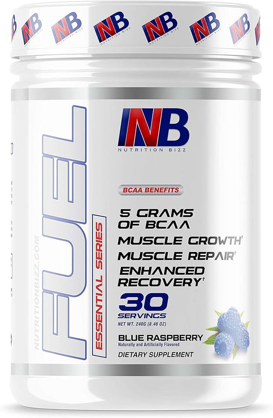 BCAA Powder, 5 Grams of BCAAs Amino Acids, Post Workout Recovery Drink for Muscle Building, Recovery, and Endurance, 30 Servings (Blue Raspberry)