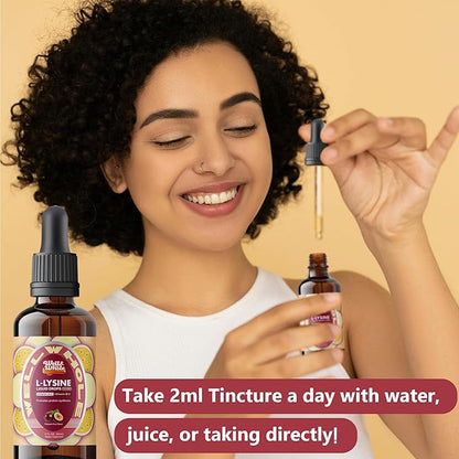 L-Lysine Supplement Liquid Drops | L-Lysine 1000mg Tincture with Vitamin A, C, and B12 for Adults & Kids | Immune Support, Skin & Lips Health, Collagen Synthesis | Non-GMO, Vegan, 2 Fl Oz (60 ML)