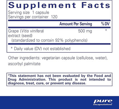 Pure Encapsulations Grape Pip 500 mg | Supports Vascular Health | 120 Capsules