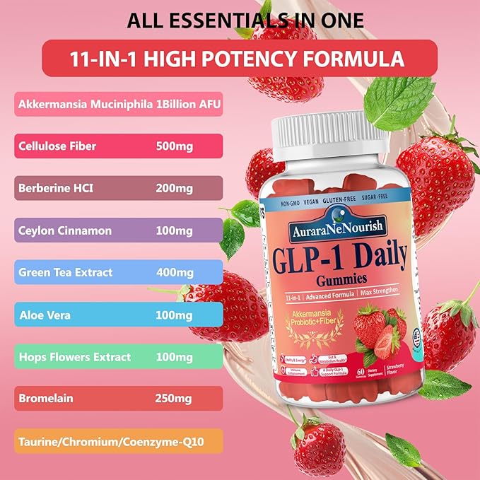 2 Pack Multi Collagen Peptides Peach Gummies & GLP-1 Daily Gummies Sugar-Free for Women Men