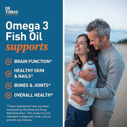 Dr. Tobias Omega 3 Fish Oil & Collagen Peptide Supplements, Supports Heart, Brain, Bone, Joint & Immune System, Promotes Hair, Skin, Nail Health and Beauty