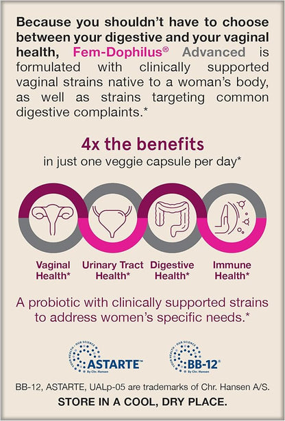 Jarrow Formulas Fem Dophilus Probiotics for Women - 10 Billion CFU, Female Vaginal Probiotics, Vaginal, Urinary Tract and Digestive Support, 30 Capsules