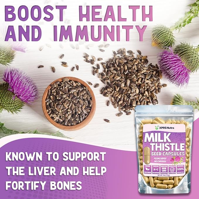 Milk Thistle Seed Capsules - 180 Count (3 Month Supply) Premium Milk Thistle Supplement Rich in Silymarin to Support the Liver and Digestion - Pure, Non-GMO Cardo Mariano Milk Thistle Pills