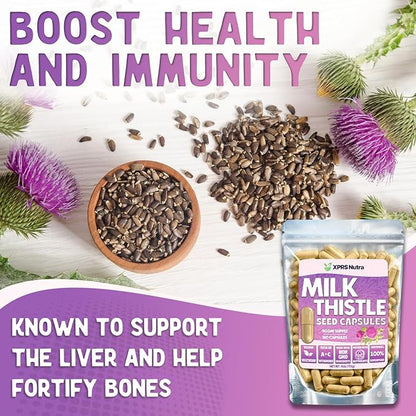 Milk Thistle Seed Capsules - 180 Count (3 Month Supply) Premium Milk Thistle Supplement Rich in Silymarin to Support the Liver and Digestion - Pure, Non-GMO Cardo Mariano Milk Thistle Pills