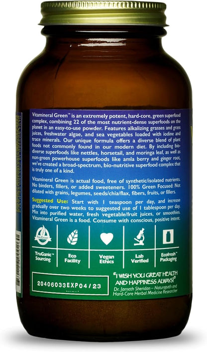 HealthForce SuperFoods Vitamineral Green - Mineral Supplement for Immune & Thyroid Support - Green Powder Supplement with Ingredients from The Land - Gluten-Free & Vegan - 150 Grams